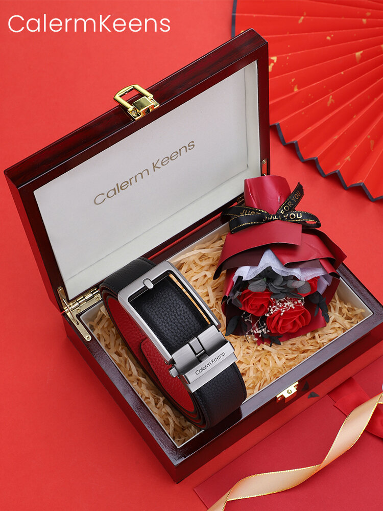 [calermkeens | Men Genuine Leather Automatic Buckle Red Belt,calermkeens | Men Genuine Leather Automatic Buckle Red Belt,] ราคา 2,890 บาท*ส่งฟรี