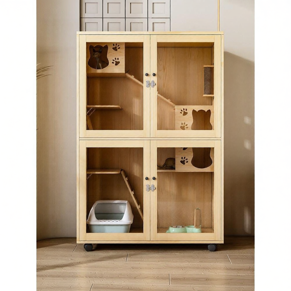 SHANNAIER | Large Space Wooden Indoor Cat House ราคา 12,276 บาท*ส่งฟรี
