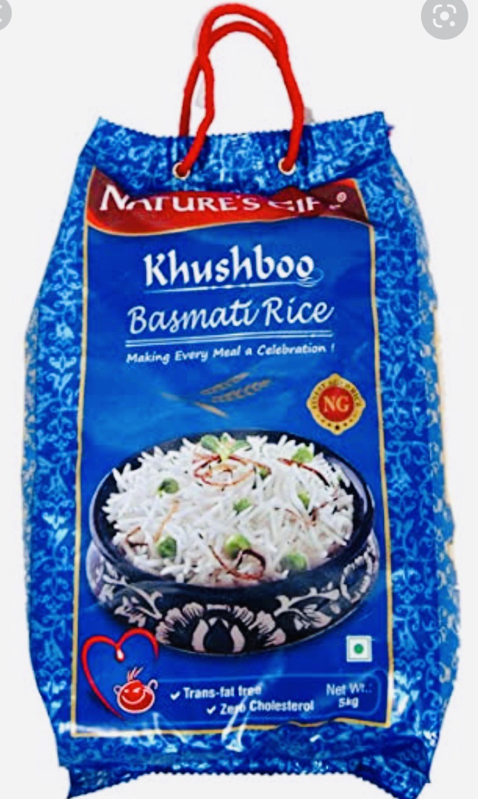 Natures gift Khusboo, 5 kg long grain Basmati rice, from India