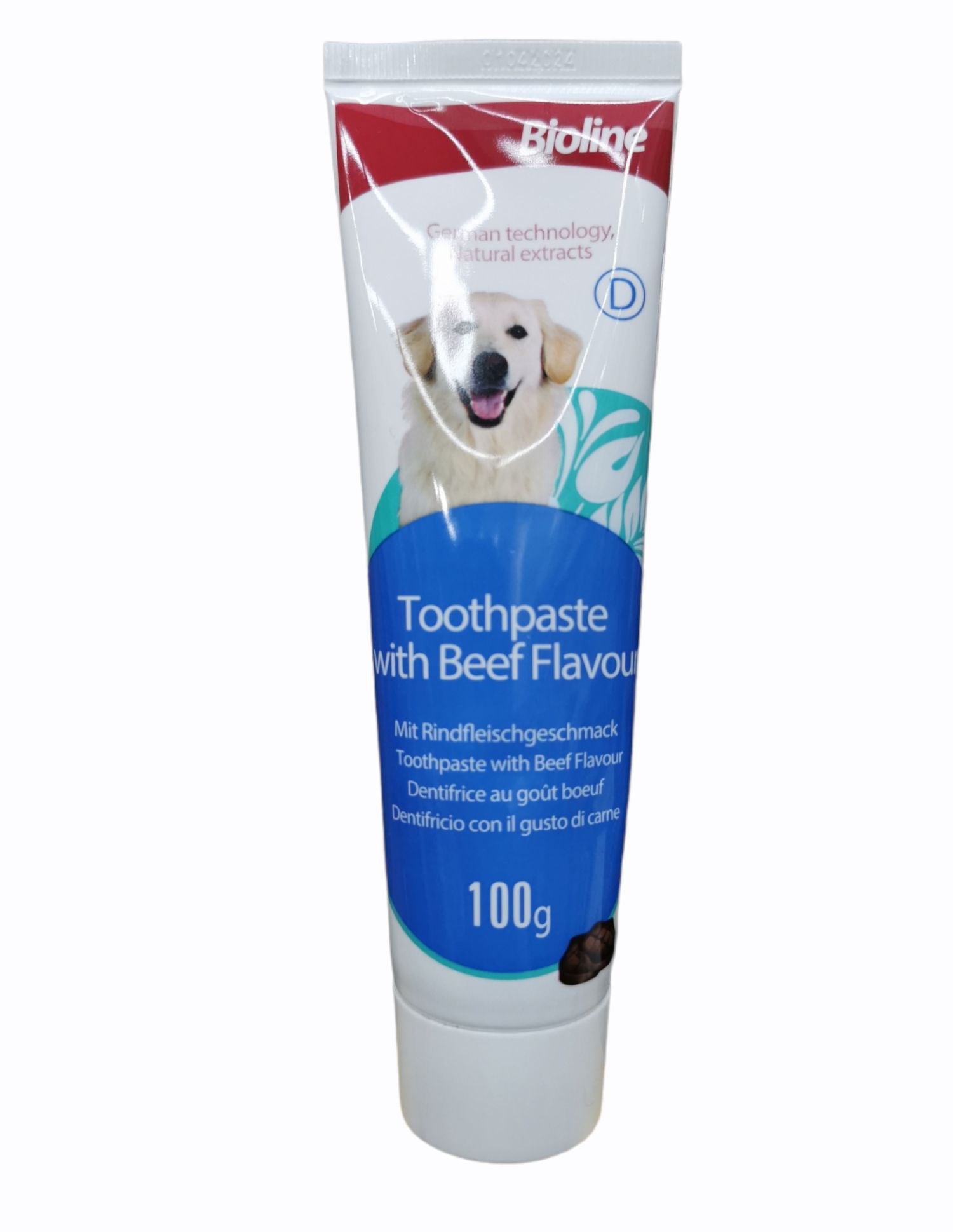 Bioline ยาสีฟันสำหรับสุนัข​ รสเนื้อ ลดการเกิดคราบพลัค ลมหายใจสะอาด หอม.100g.