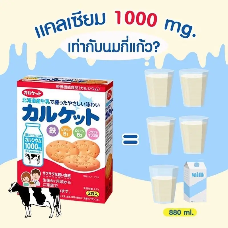 Calcuits Biscuit บิสกิตแคลเซี่ยม (1000 mg.) สำหรับเด็ก6เดือนขึ้นไป นำเข้าจากญี่ปุ่น มีอยไทย