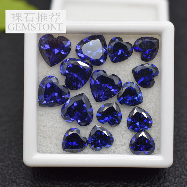 รูปหัวใจหินแทนซาไนท์ SAPPHIRE เปลือยแร่ tanzanite สีฟ้าหินเดิมสีฟ้าเข้มเพทาย DIY แหวนต่างหูเม็ดเดี่ยวหลักหิน