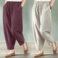 MIAOYUAN | กางเกงขาบานผ้าลินิน ทรงหลวม ใส่สบาย