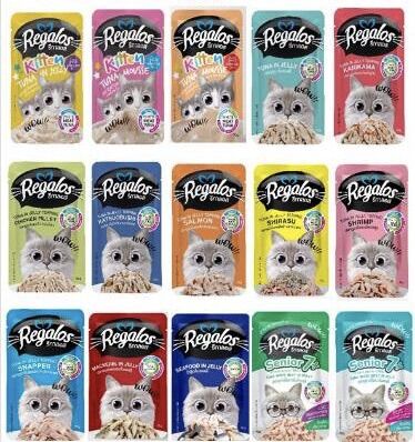 Regalos Regalos Cat Food, Delicious Fish Packets, 1 Dozen, Received 12 Packets, New Products. ราคา 249 บาท*ส่งฟรี