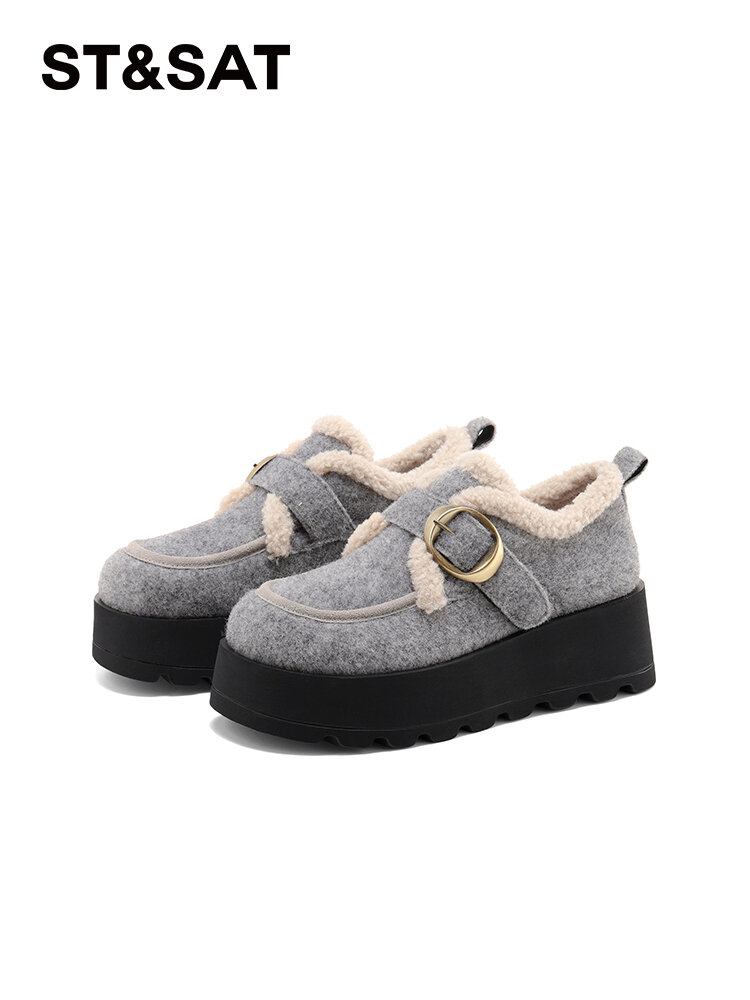 ST&SAT | Fleece-Lined Slip-Resistant Thick Sole Winter Boots ราคา 3,778 บาท*ส่งฟรี