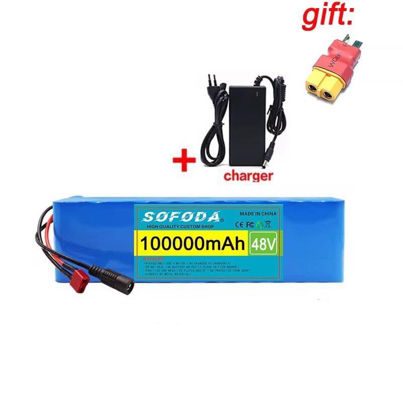 ((Free Charger Cable - Free Connector)) Lithium Battery 48V 30Ah/48Ah/100Ah 1000W E-Bike Battery 54.6V Bms + Charger Genuine Lithium Ion Battery Battery Lithium Ion Can Be Used with Electric Bicycles, Electric Tricycles, Electric Motorcycles, Electric Sco