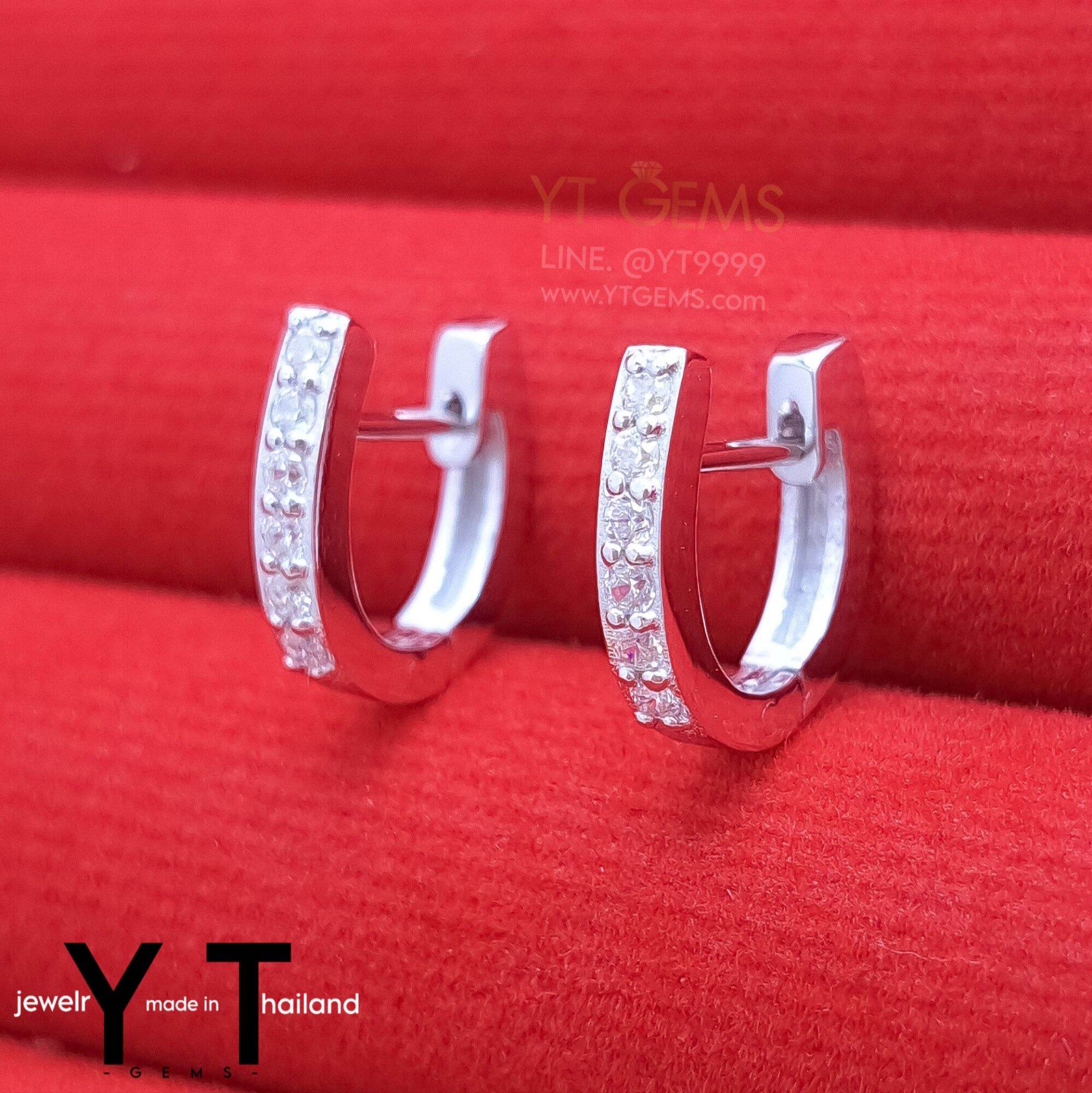 ต่างหูเพชร 1 แถว ต่างหู เงินแท้ ชุบทองคำขาว เพชร swiss (high grade) YTG-11955 YTGEMS ราคา 2,980 บาท*ส่งฟรี