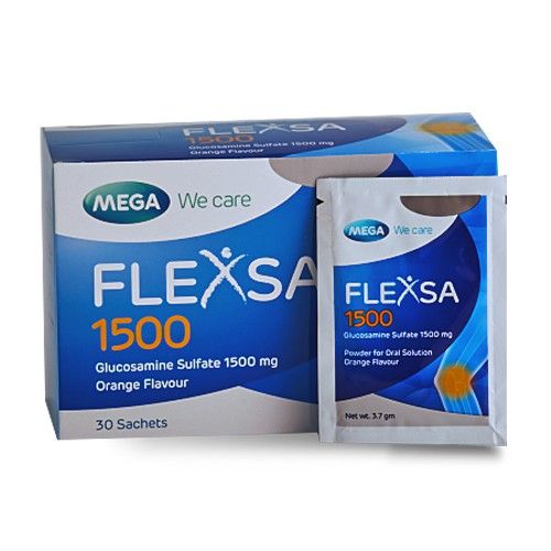 เครื่องดื่ม Mega we care Flexsa 1500 กล่องละ 30ซอง รสส้ม