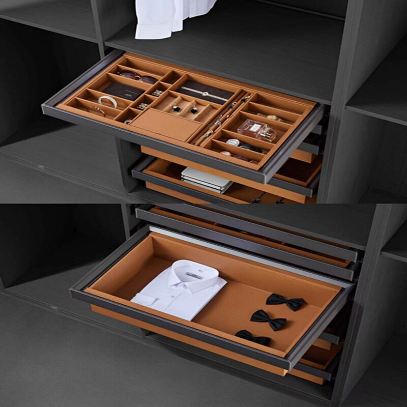 Leather Drawer Sliding Pants Rack Jewelry Box Side Mount Adjustable Closet Home Use Basket Drawer Style Trouser Organizer ราคา 1,398 บาท*ส่งฟรี