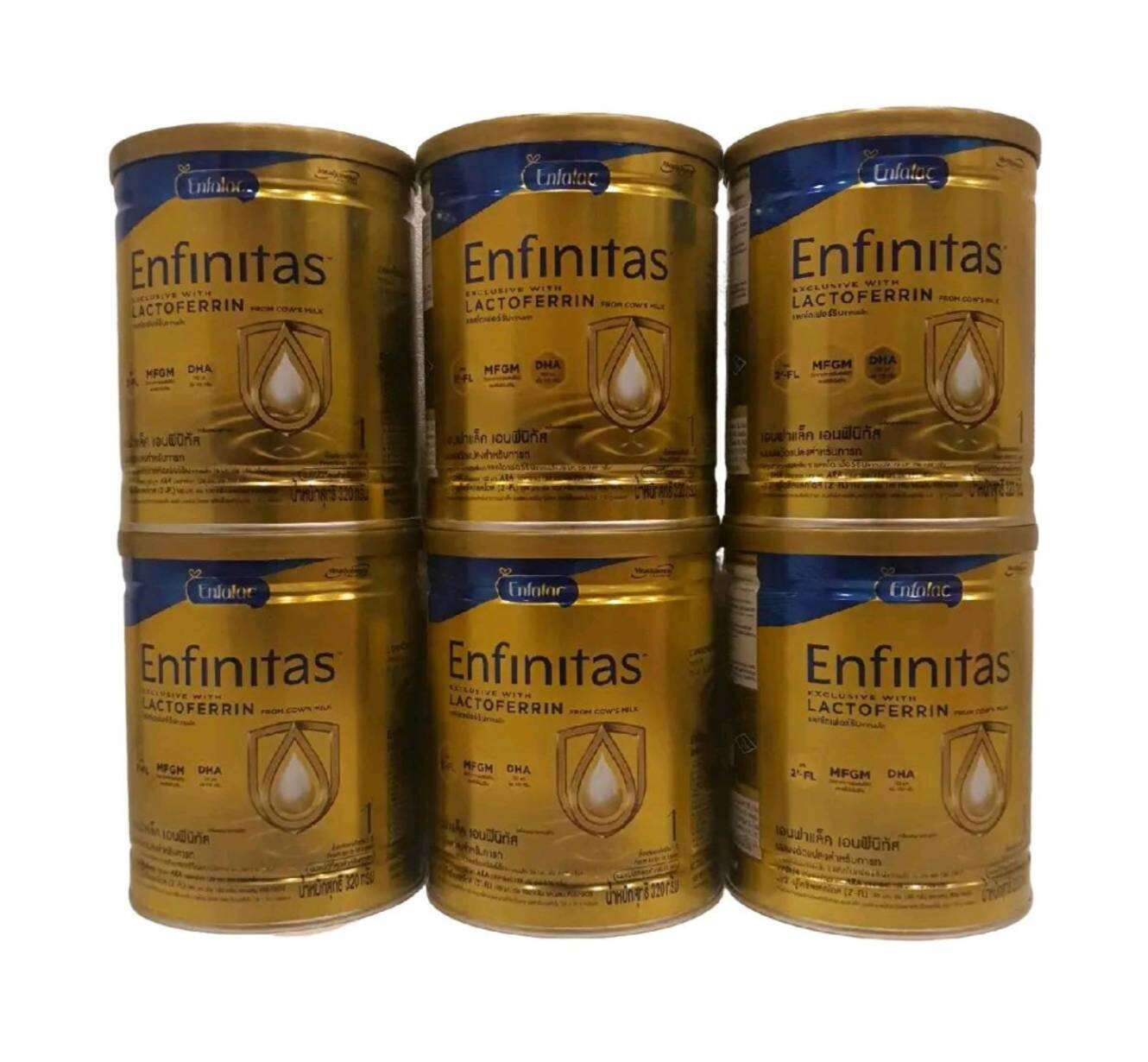 ( 1 ลัง มี 6 กระป๋อง ขนาด 320*6= 1,920 กรัม) Enfinitas สูตร1 เอนฟาแล็ค อินฟีนีตัส สูตร 1 มีแลคโตเฟอร์ริน ราคา 2,550 บาท*ส่งฟรี