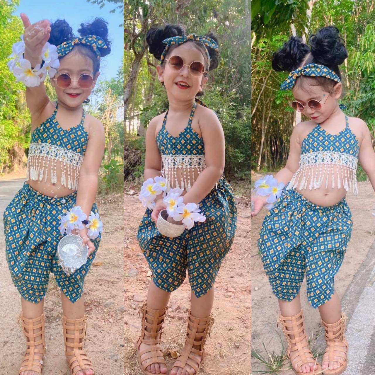 ชุดเล่นสงกรานต์ ชุดไทย ชุดไทยเด็กผู้หญิง ชุดไทยเด็ก ชุดไทยเด็กราราถูก ราคา 279 บาท*ส่งฟรี