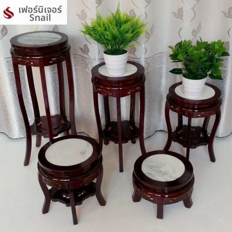JINBAIRUI | Creative Round Balcony Flower Pot Stool with Solid Wood Chinese Frame and Marble Base Multi-layer ราคา 750 บาท*ส่งฟรี