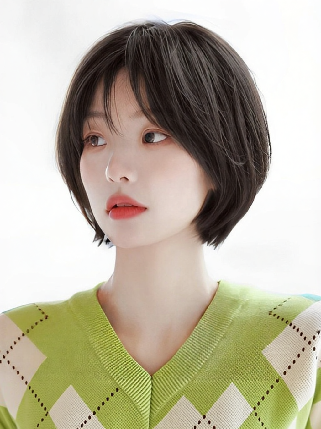 MENGSIQIAN | Bob Short Hair Full Human Hair Natural Fluffy Wig ราคา 11,093 บาท*ส่งฟรี