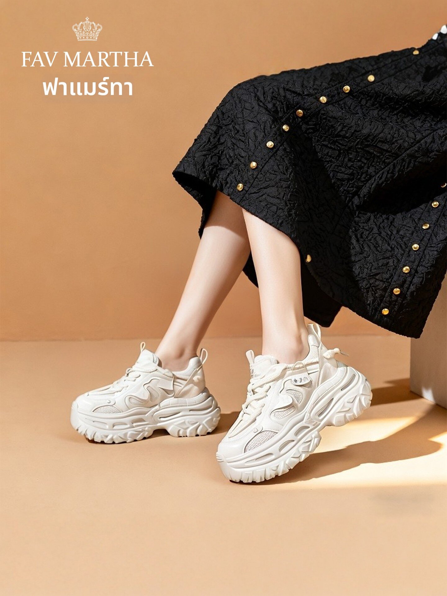 Elevating Thick Sole Dad Shoes for Petite Women Breathable Mesh ราคา 8,019 บาท*ส่งฟรี