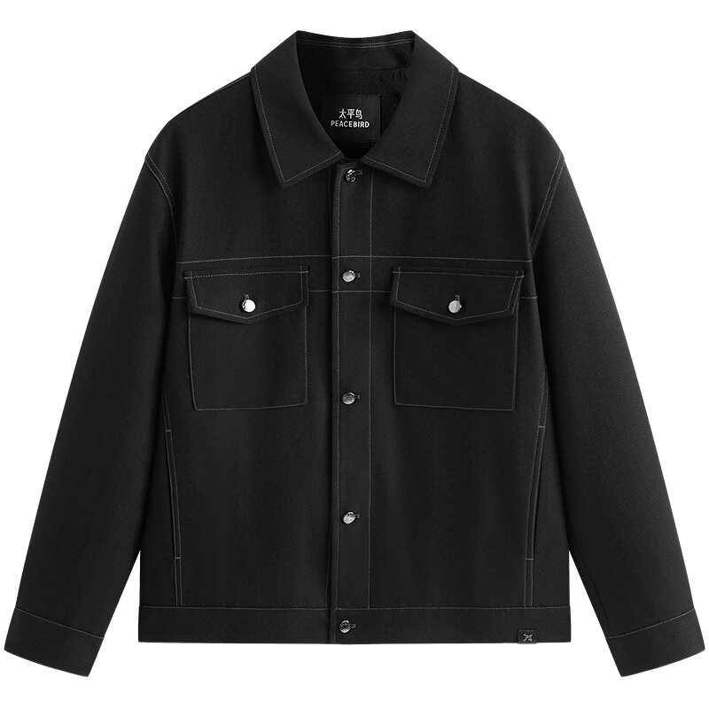 PEACEBIRD | Chic Texture Jacquard Work Jacket Black ราคา 4,468 บาท*ส่งฟรี