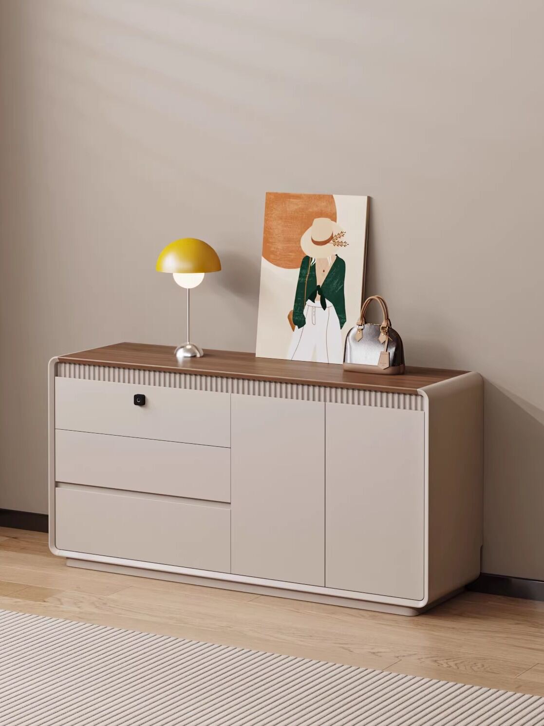 YANGYING | Italian Minimalist Solid Wood Chest with Lock and Expandable Storage ราคา 14,779 บาท*ส่งฟรี