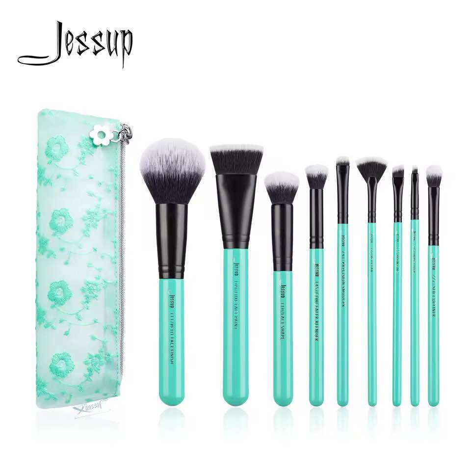 Makeup Brush Set with Bag Turquoise Collection 9Pcs Brushes 1Pc Bag ราคา 990 บาท*ส่งฟรี