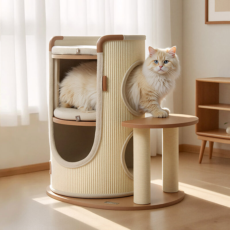 HOOPET | Space-saving Cat Climbing Frame Multi-functional Cat House and Scratching Post ราคา 3,311 บาท*ส่งฟรี