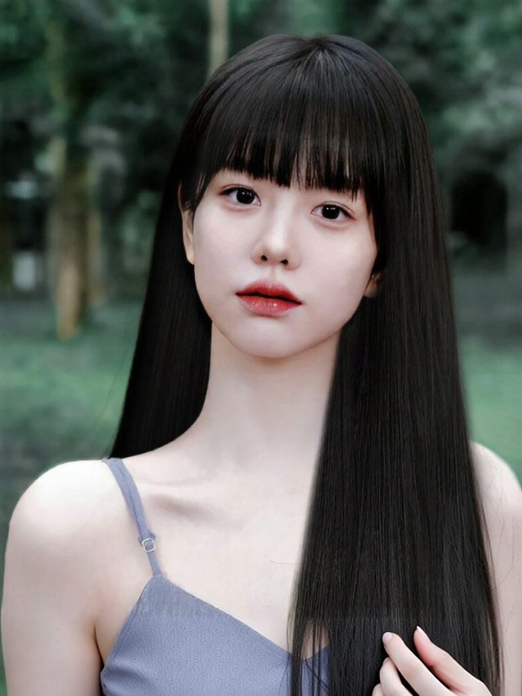 MENGSIQIAN | Women Long Real Hair Wig Full Human Hair Natural Comic Bangs Straight Lace Seamless ราคา 21,631 บาท*ส่งฟรี