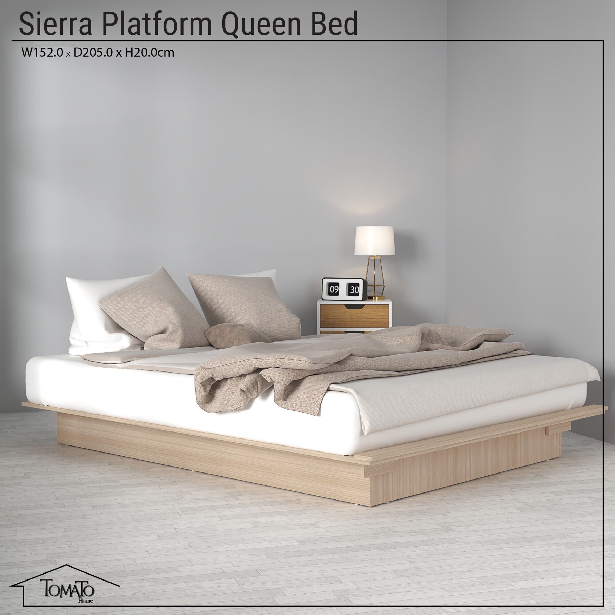 Tomato Home เตียงนอน5ฟุต Sierra platform queen bed เตียง5ฟุตไม้ Zen design สวยเรียบง่าย แข็งแรง ทนทาน ทันสมัย คุณภาพมาตรฐานส่งออกยุโรป ราคา 2,280 บาท*ส่งฟรี