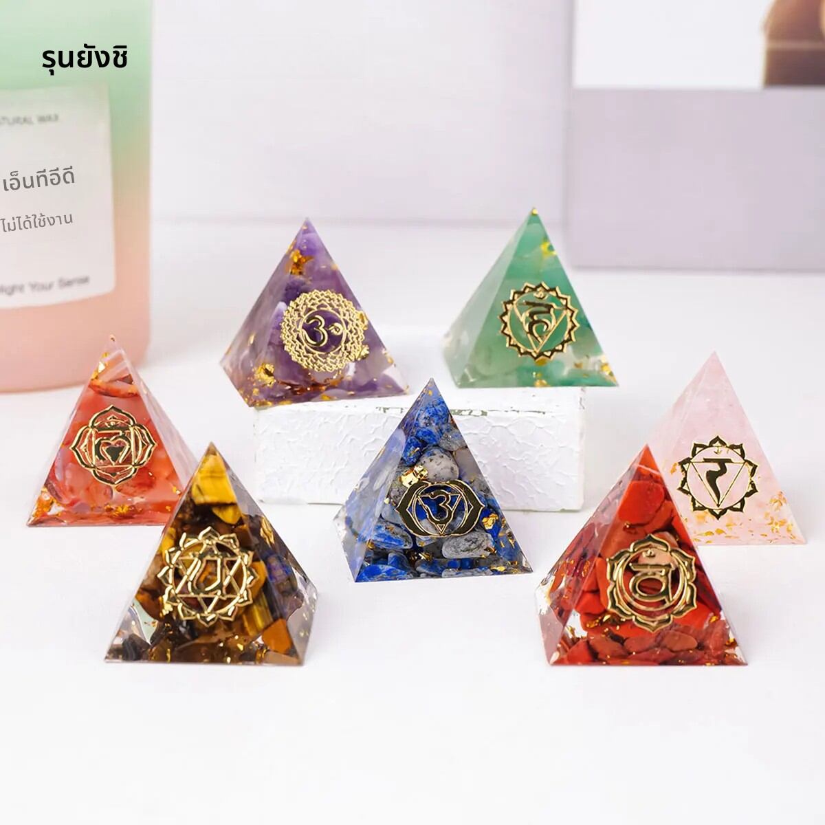 1PC 3 ซม.หินคริสตัลธรรมชาติ MINI พีระมิดรูปปั้น Reiki หินพีระมิด Amulet Fengshui ประติมากรรมสําหรับตกแต่งโฮมออฟฟิศ
