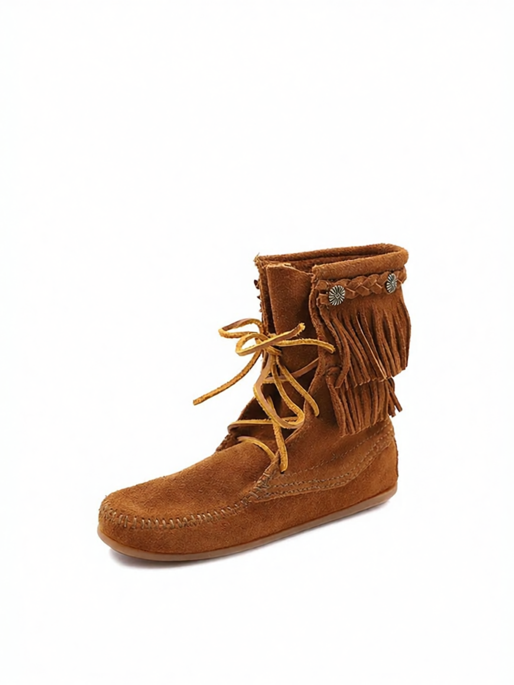 Minnetonka | Fall Fashion Fringed Braided Lace-up Vintage Flats Boots ราคา 8,211 บาท*ส่งฟรี