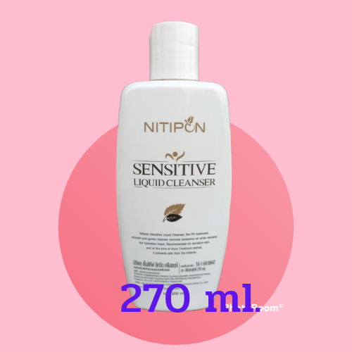 โฟมล้างหน้า คลีนเซอร์ทำความสะอาดผิวหน้า นิติพล สบู่เจลล้างหน้า NITIPON sensitive liquid cleanser ขนาด 270 ml ราคา 179 บาท*ส่งฟรี