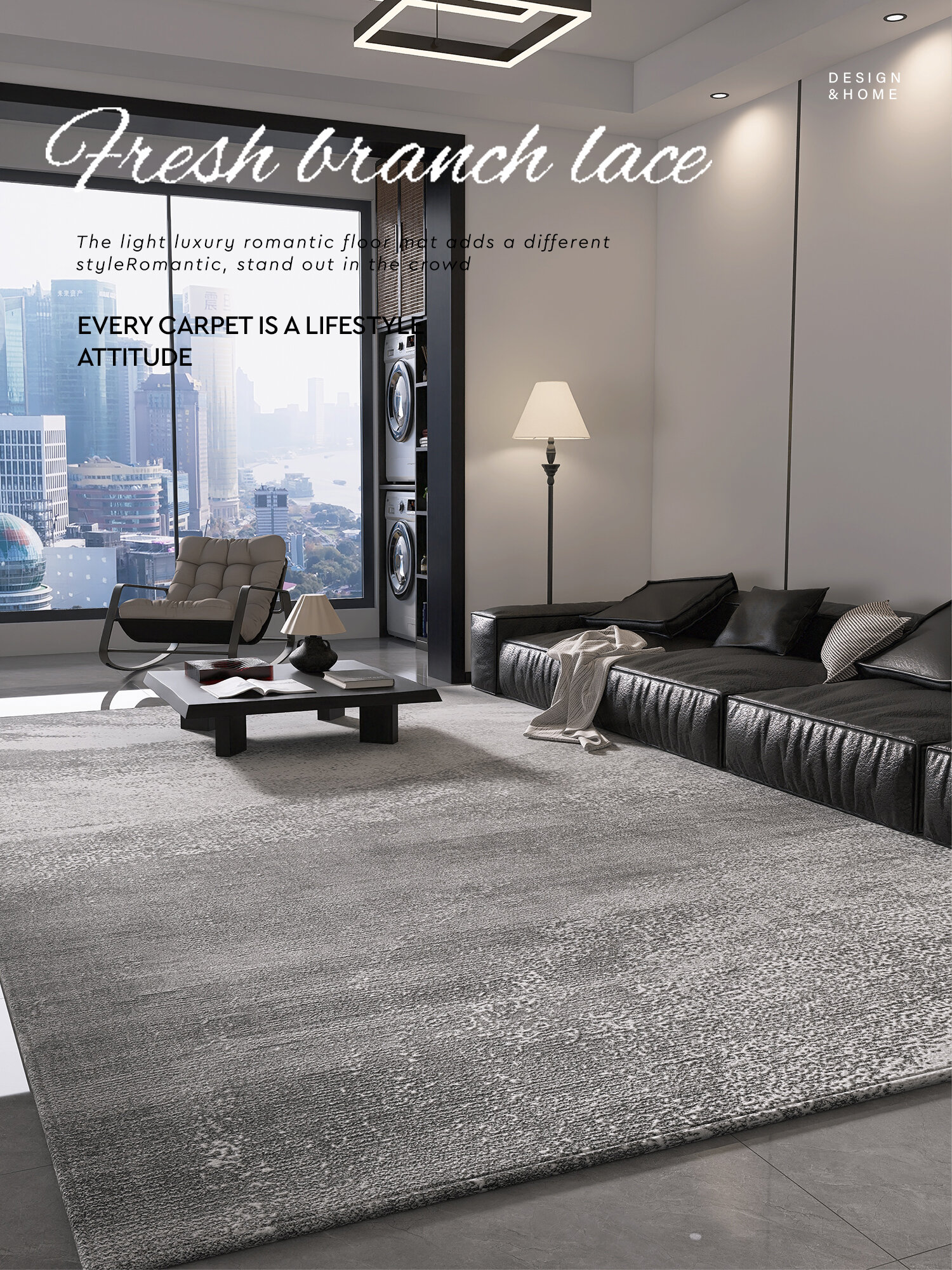 OULAISEN | Anti-Slip Trimable Luxury Living Room Carpet ราคา 7,623 บาท*ส่งฟรี