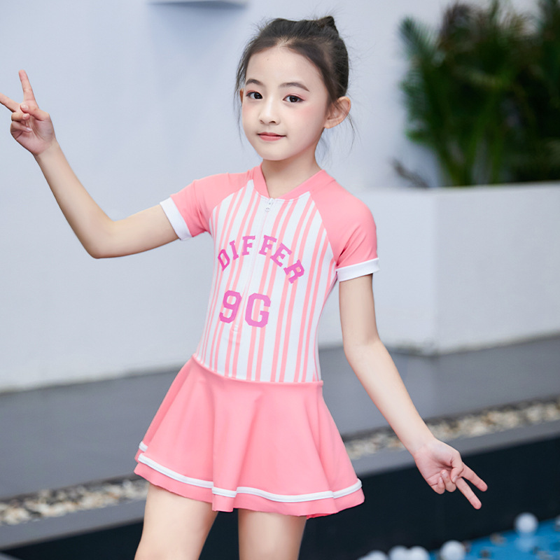 สาธารณรัฐเกาหลีชุดว่ายน้ำสำหรับเด็กเด็กผู้หญิงเดรสวันพีชขนาดเล็กใหญ่บริสุทธิ์น่ารักเจ้าหญิง Petpet เด็กหญิงกันแดดว่ายน้ำอุปกรณ์