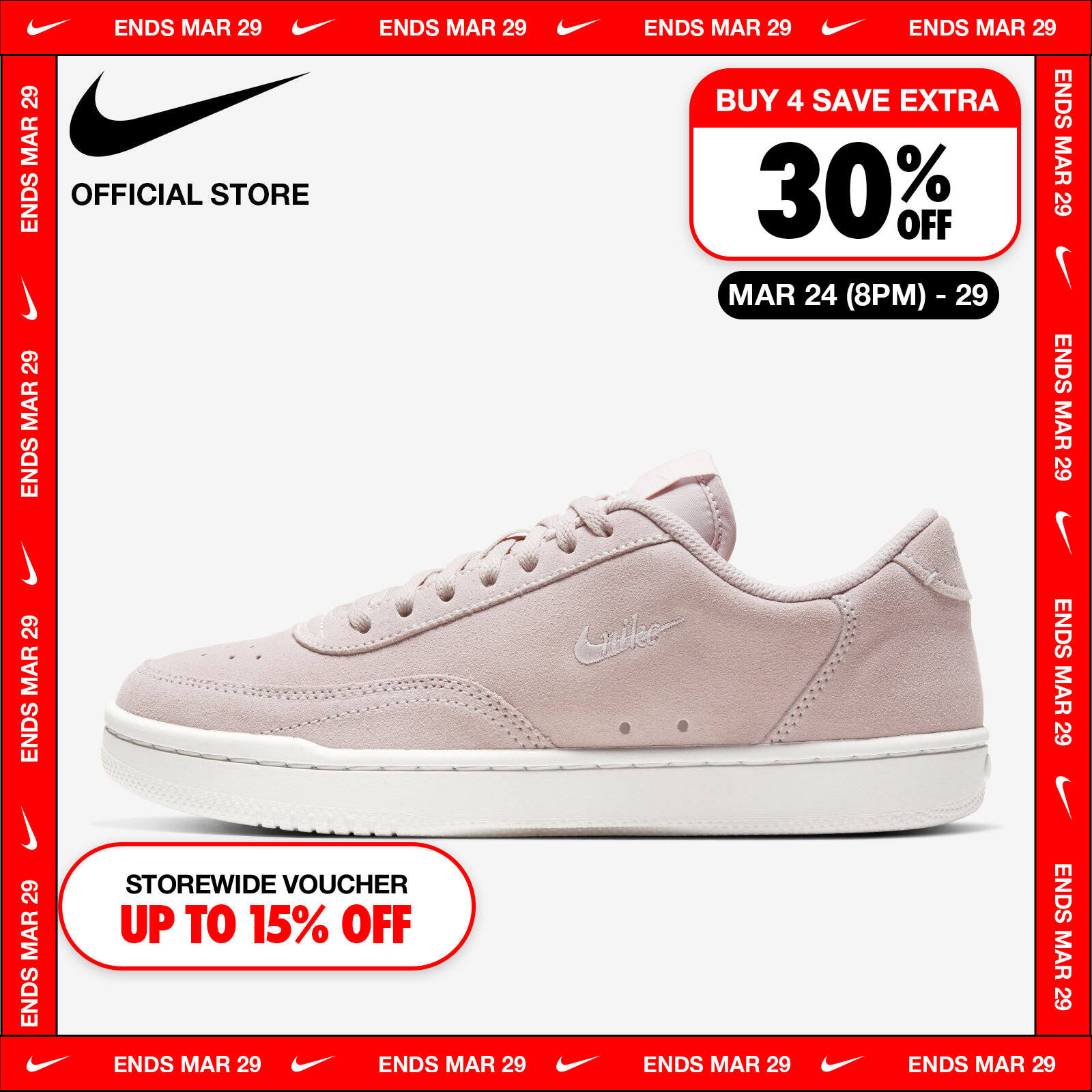 Nike Women's Court Vintage Premium Shoes - Barely Rose ราคา 2,700 บาท*ส่งฟรี