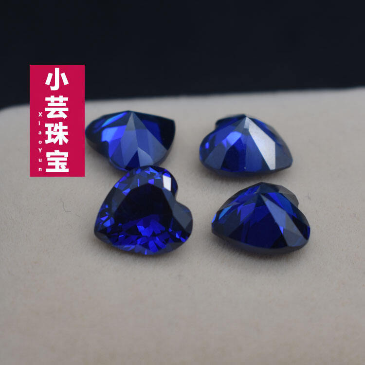 114พลอยสปินเนล SAPPHIRE เปลือยแร่เปาสีฟ้ารูปหัวใจแหวนหินสีฟ้าแหวนต่างหูเม็ดเดี่ยวตกแต่งเพชร DIY ขี้ผึ้งฝัง