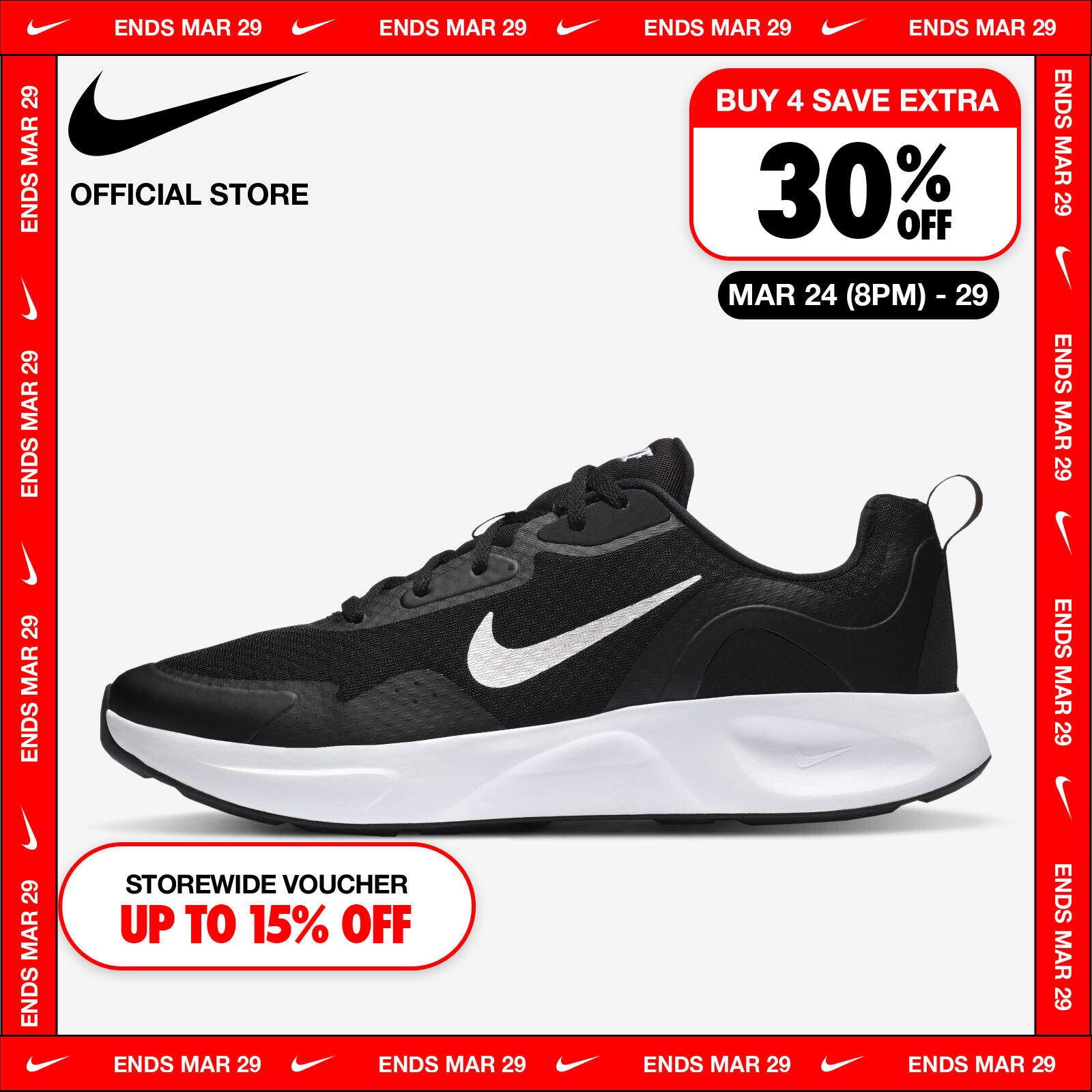 รองเท้าผู้ชาย รองเท้าแฟชั่นสวมใส่สบาย Nike Men's Wearallday Shoes - Black ไนกี้ แวร์ออลเดย์ - สีดำ