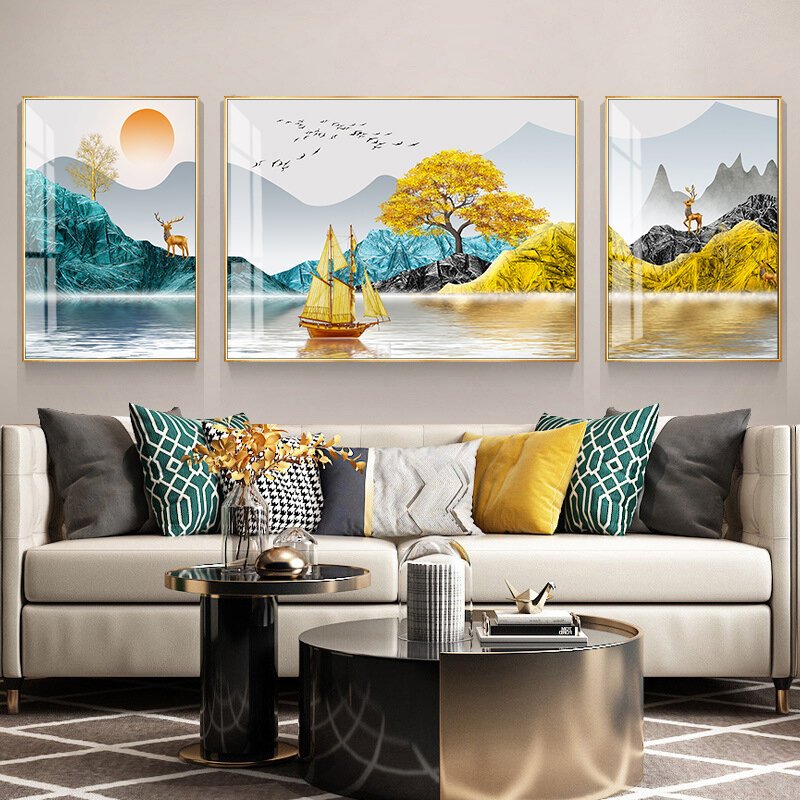 [YUANSHU | Crystal Porcelain High-end Living Room Decoration Three-piece Wall Art,YUANSHU | Crystal Porcelain High-end Living Room Decoration Three-piece Wall Art,] ราคา 2,734 บาท*ส่งฟรี