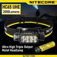 Nitecore HC65 UHE ไฟหน้า LED 2000 ลูเมน ชาร์จ USB-C แหล่งกําเนิดแสงสามแสง สีขาว สีแดง สําหรับตั้งแคมป์กลางแจ้ง