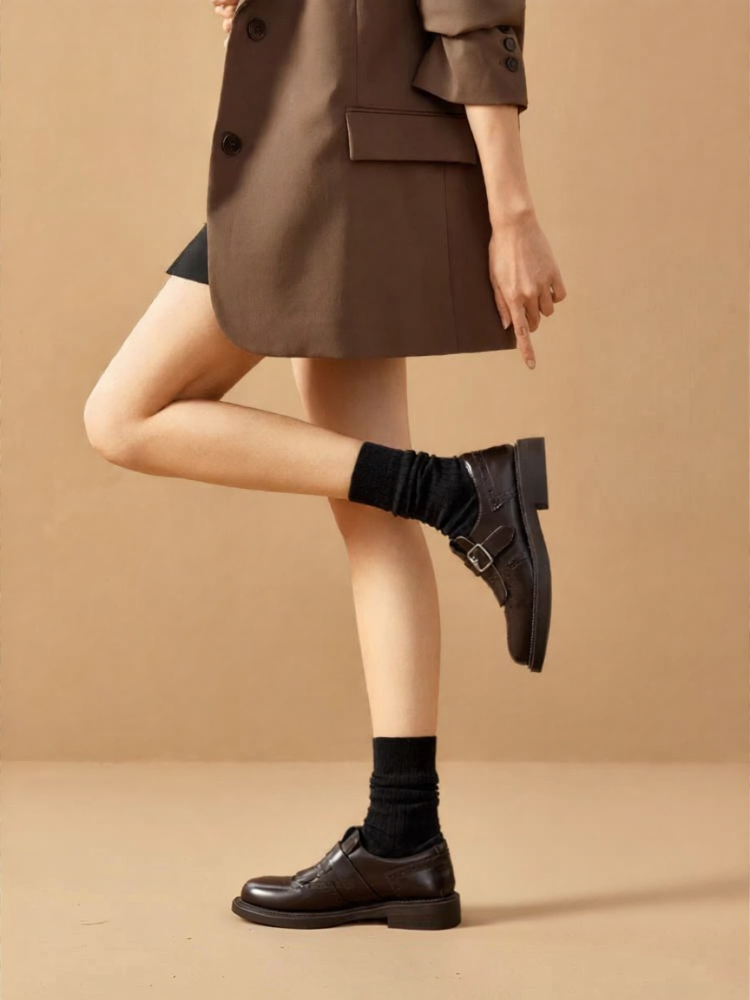 BeauToday | Retro Thick-sole Brown Loafer Shoes ราคา 3,767 บาท*ส่งฟรี