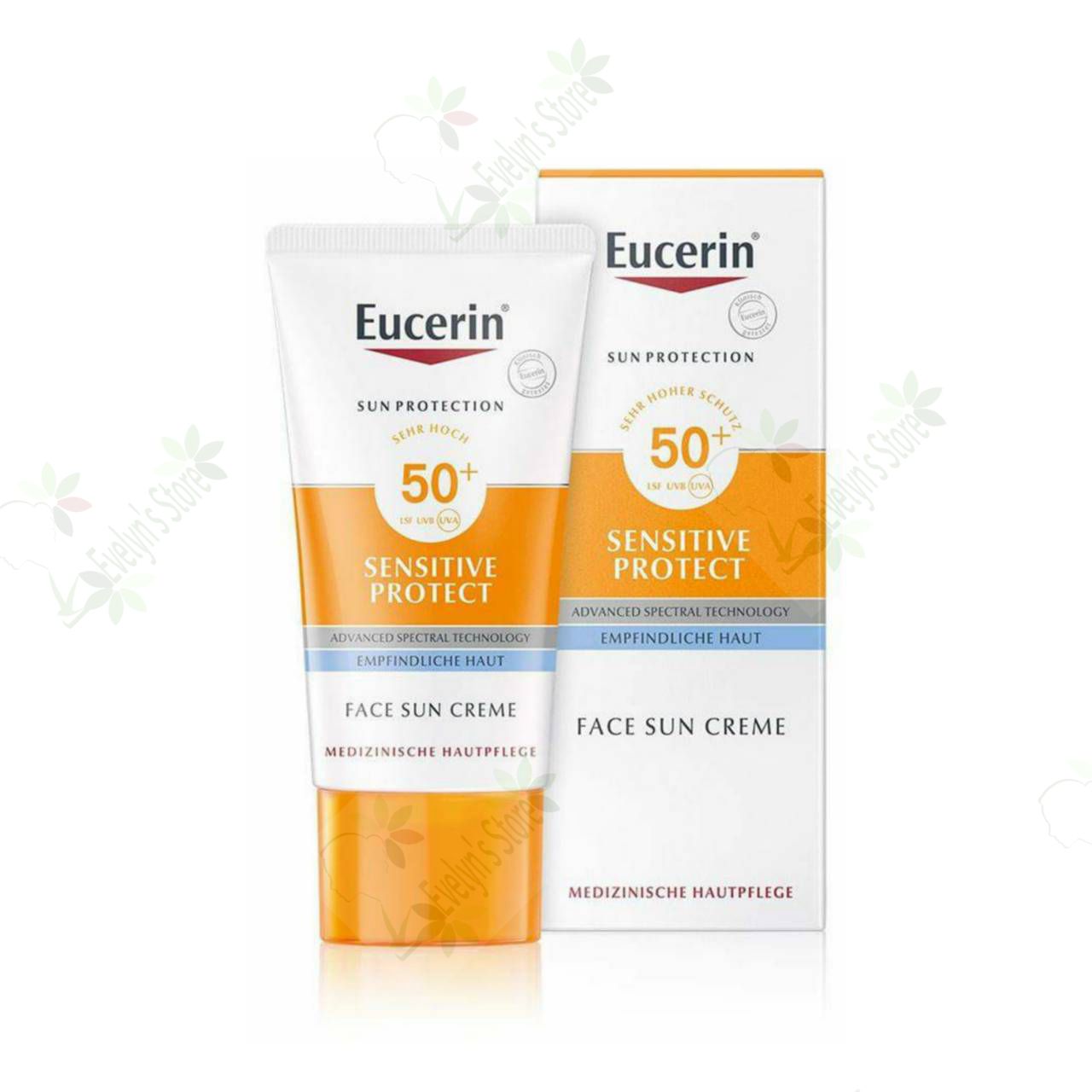 ยูเซอริน ซัน โปรเทคชั่น เซนซิทีฟ โปรเทค ครีม เอสพีเอฟ50+ Eucerin Sun Protection Sensitive Protect Creme SPF50+ 50ml. (ซันครีม) กันแดดสำหรับผิวธรรมดาและผิวแห้ง