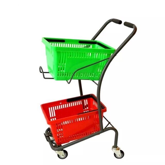 รถเข็นตะกร้า 2 ชั้น รถเข็นซุปเปอร์มาร์เก็ต shopping cart