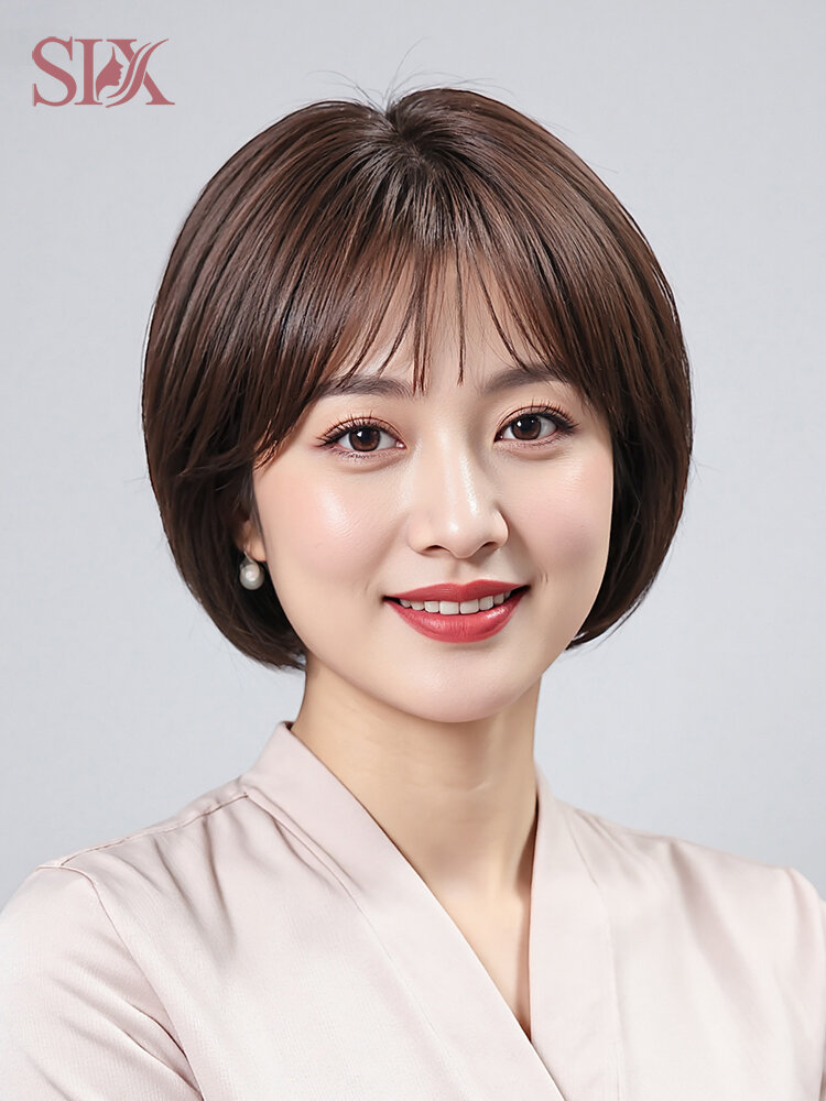 SIX | Real Hair Wig for Mature Women Short Bob ราคา 2,416 บาท*ส่งฟรี