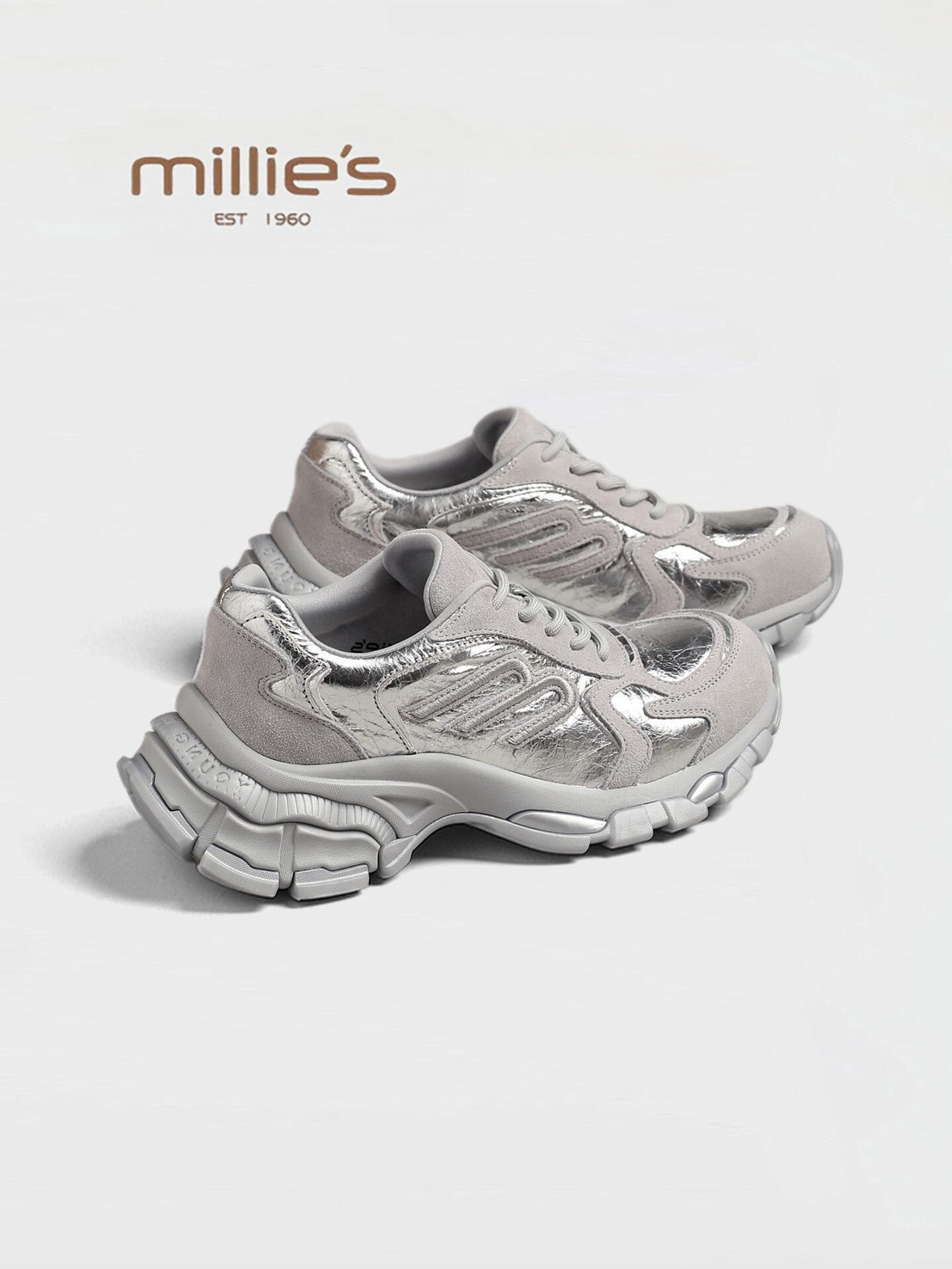 MILLIE'S | Chunky Heel Thick-soled Breathable Casual Sneakers ราคา 11,162 บาท*ส่งฟรี