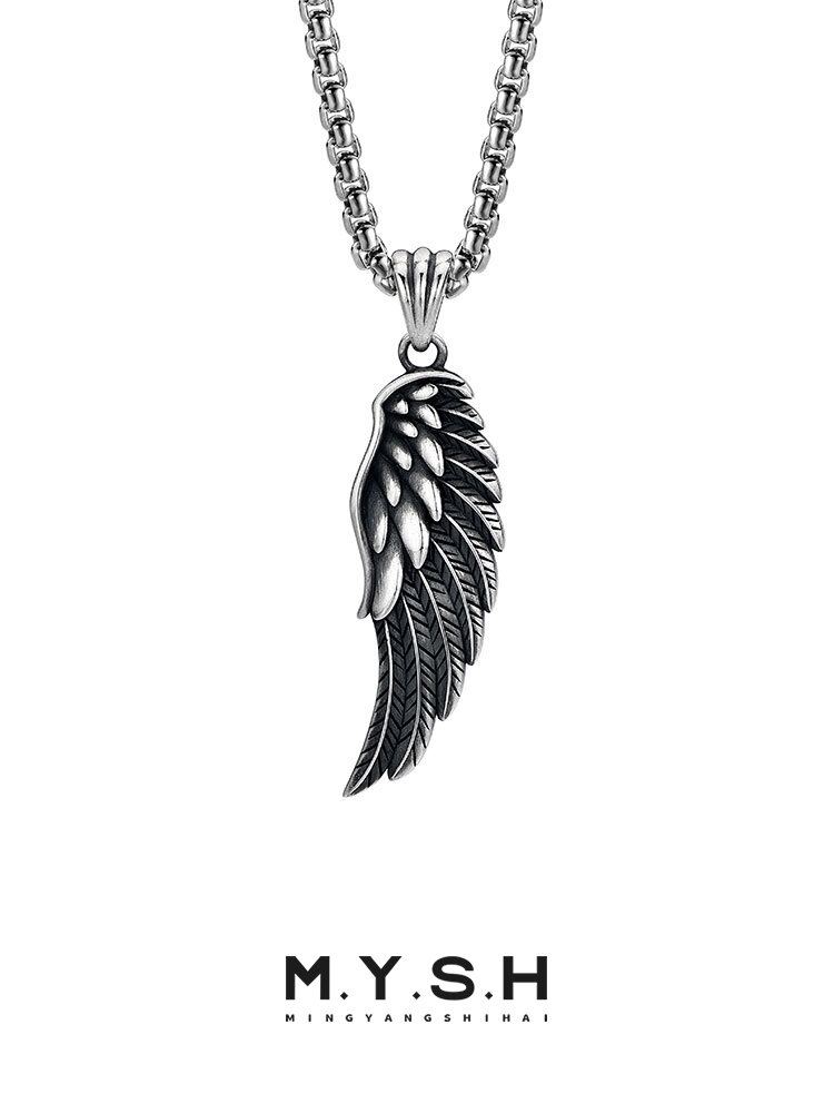 MINGYANGSHIHAI | Sterling Silver 3D Feather Necklace Vintage Mens ราคา 10,089 บาท*ส่งฟรี