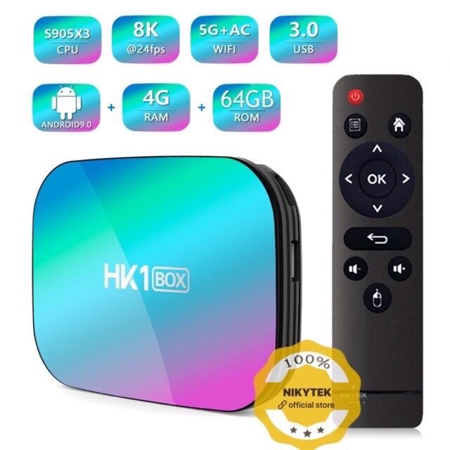 HK1 BOX (64GB ROM )CPU S905x3 รุ่นใหม่ แรงสุด Ram4/Rom64 Wifi 5G Bluetooth  Android box ร้านนี้ดีกว่าแน่นอน