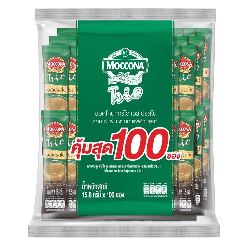 มอคโคน่าทรีโอ เอสเปรสโซ่ หอมเข้มข้นจากกาแฟแท้ 3in1(15.8กรัมx100ซอง) ราคา 439 บาท*ส่งฟรี