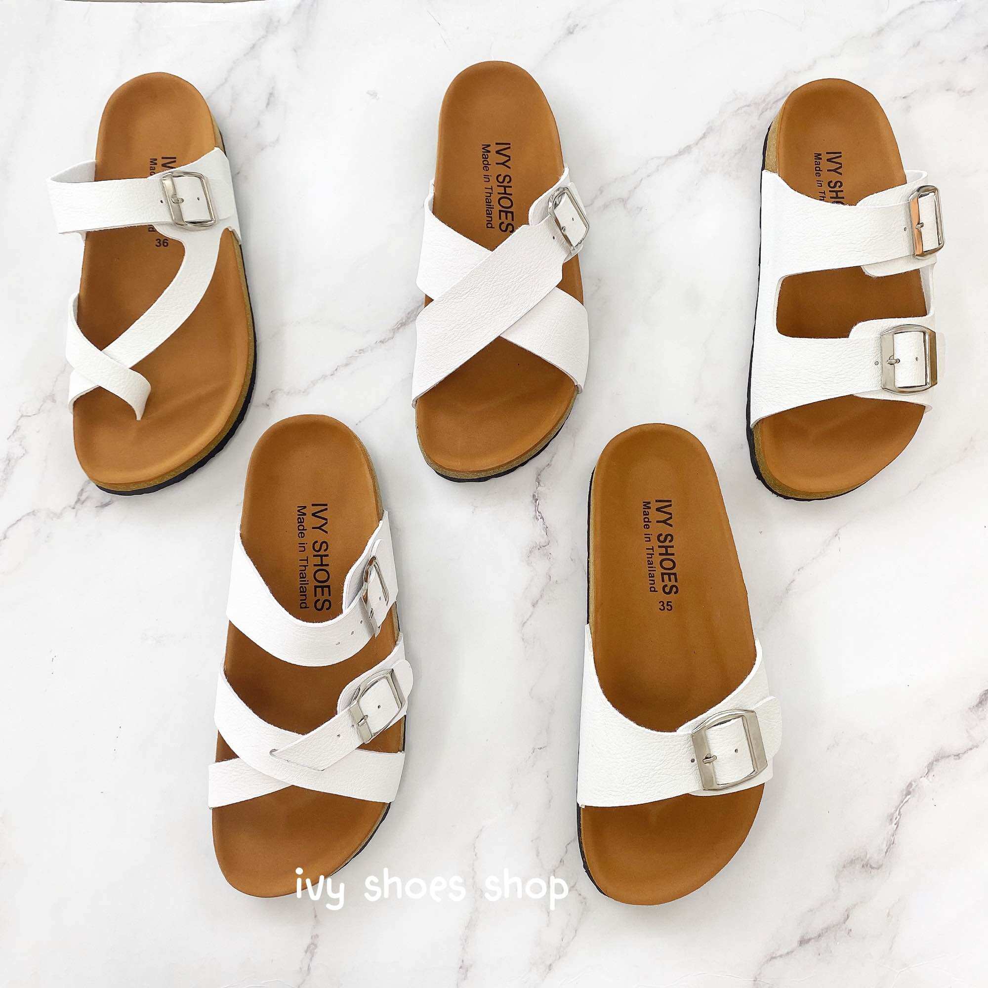 IVY SHOES รองเท้าไบเก้น สีขาวล้วน