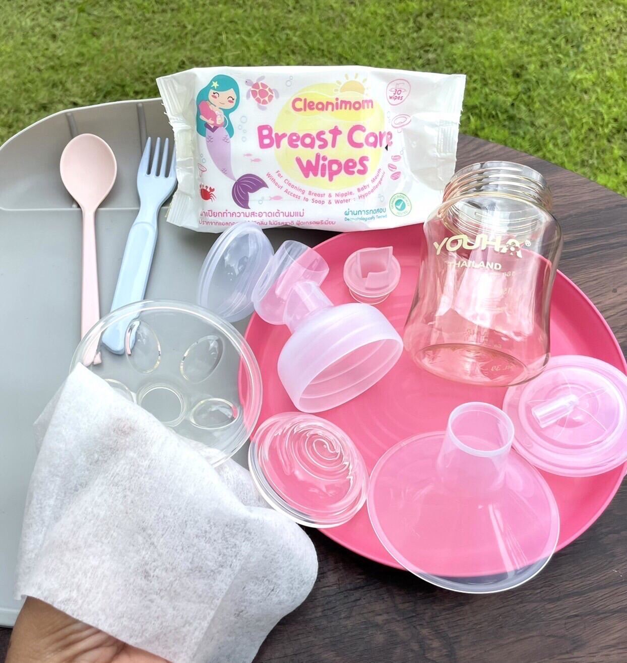 ส่งฟรี cleanimom breast pump care wipe ทิชชู่เปียก ผ้าเปียกทำความสะอาด