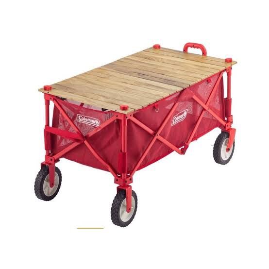 OUTDOOR WAGON ROLL WOOD TABLE