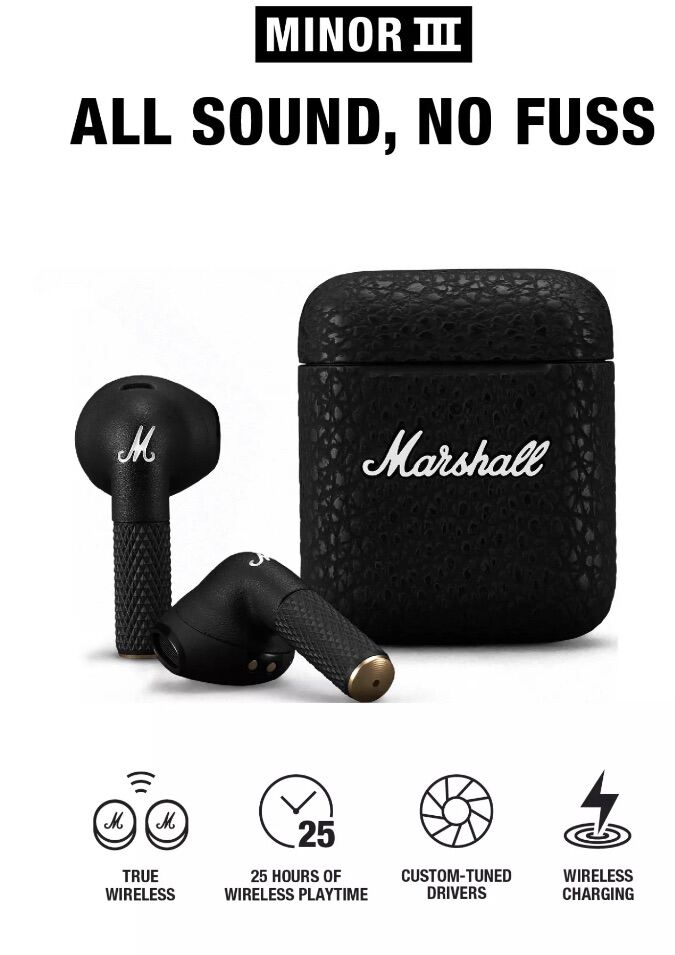 หูฟัง Bluetooth Marshall Minor III / Marshall minor 3 ของแท้ 100 มือ1