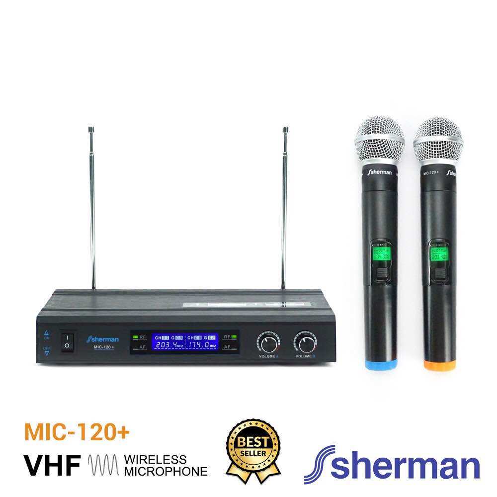 Sherman MIC-120+Plus ไมโครโฟนไร้สาย ไมค์ลอยไร้สายเสียงดี สำหรับร้องเพลงและพูด ราคา 1,990 บาท*ส่งฟรี
