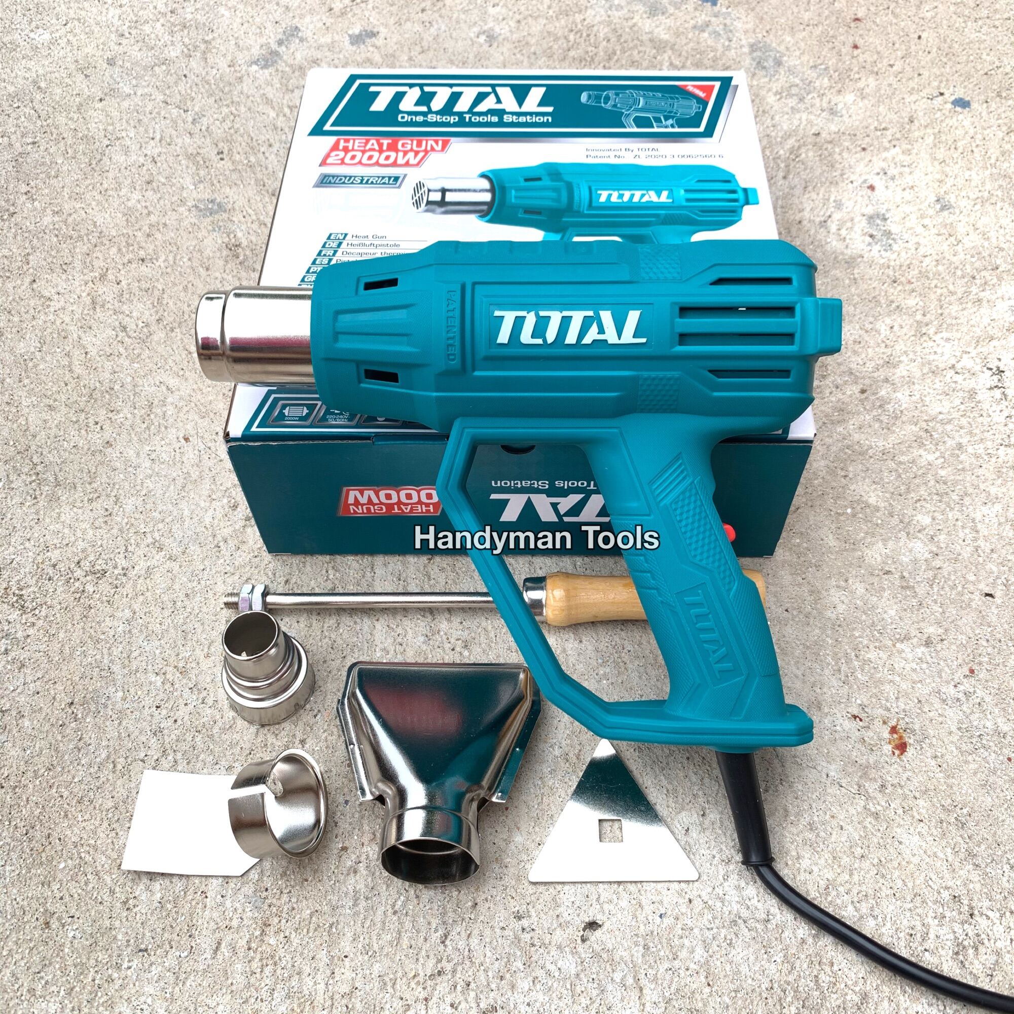 TOTAL รุ่น TB1206 (Heat Gun) เครื่องเป่าลมร้อน ปืนเป่าลมร้อน 2000 W พร้อมหัวเปลี่ยนกำหนดทิศทางลม