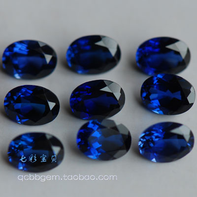 สังเคราะห์ SAPPHIRE (焰熔法) Royal Canin สีฟ้า A02BA-1 ~ 4ทำแหวนซุปเปอร์สวยงามทำเครื่องประดับ