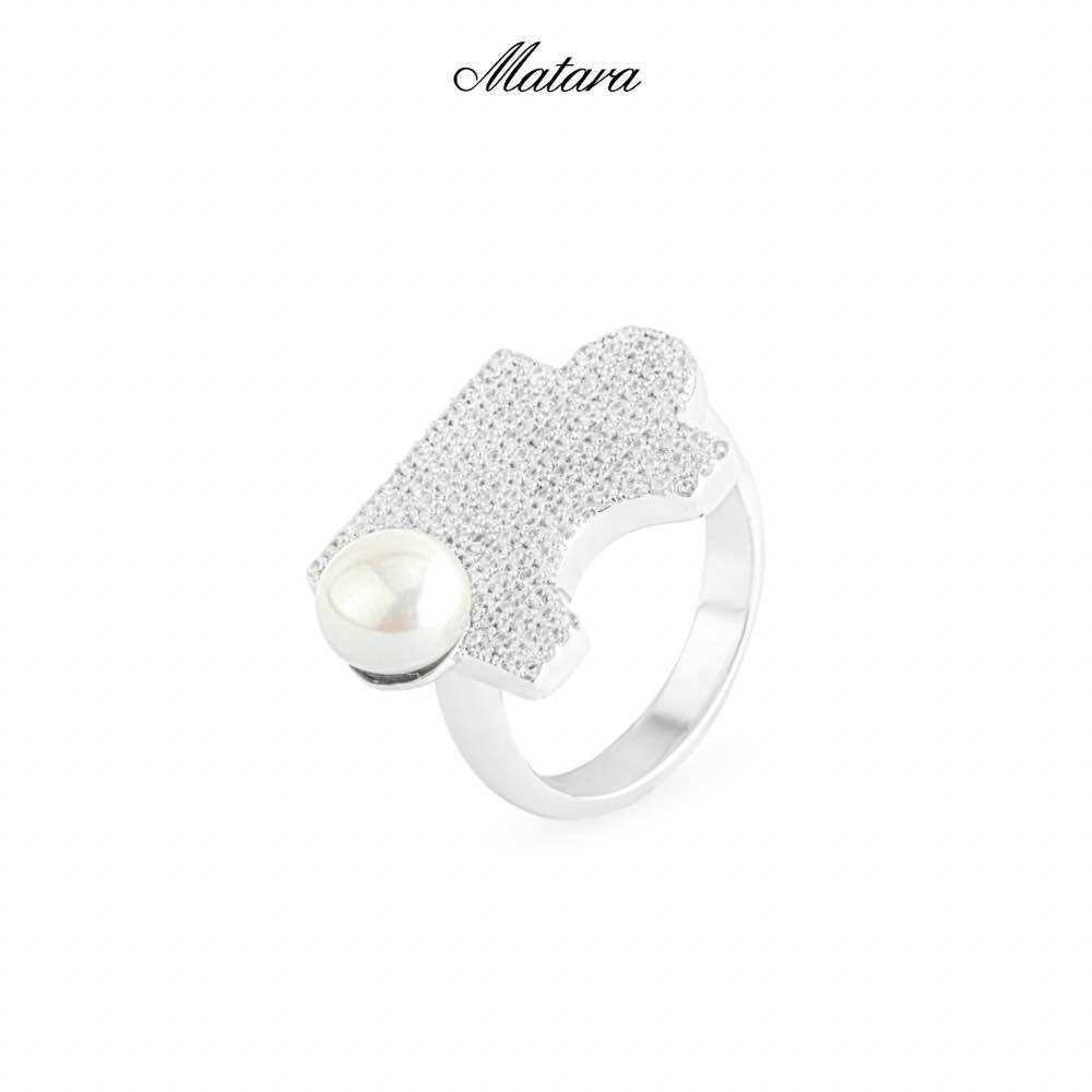 (Pre-Order) Matara Glamour Gala Puzzle with Pearl Ring, Jigsaw Ring, Genuine Pearls, Highest Grade Synthetic Diamonds. ราคา 12,500 บาท*ส่งฟรี